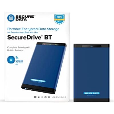 SECUREDATA SecureDrive BT 8TB FIPS 140-2 Level 3 Validated 256-Bit Hardware Encrypted External Portable SSD - USB 3.0