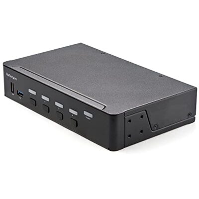 StarTech.com 4 Port HDMI KVM Switch - Single Monitor 4K 60Hz Ultra HD HDR - Desktop HDMI 2.0 KVM Switch with 2 Port USB 3.0 Hub and 4x USB 2.0 HID, Audio - TAA - Silver