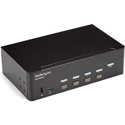 StarTech.com 4-Port Dual Monitor HDMI KVM Switch with Audio & USB 3.0 hub - 4K 30Hz - Black