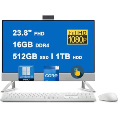 Dell Inspiron 24 5420 All-in-One Desktop 23.8" FHD Touchscreen i7 16GB 512GB SSD White