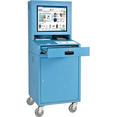 Global Industrial Mobile Security LCD Computer Cabinet Enclosure Blue