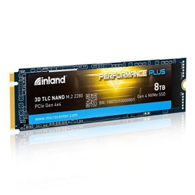 INLAND 8TB Performance Plus NVMe Internal Gaming SSD Solid State Drive - Gen4 PCIe, M.2 2280, DRAM Cache, 176-Layer TLC 3D NAND Flash, Up to 7000MB/s No Heatsink