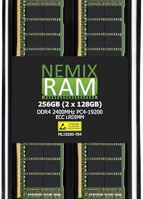 NEMIX RAM 256GB Kit 2x128GB DDR4-2400 PC4-19200 ECC Load Reduced 8Rx4 Server Memory Gold
