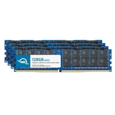 OWC 512GB (4x128GB) DDR5 4800 PC5-38400 CL40 4Rx4 288-pin 1.1V ECC Registered DIMM Memory RAM Module Upgrade Kit Black Chips