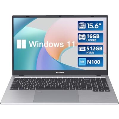 WIPEMIK 2024 Laptop Computer 16GB RAM 512GB NVMe SSD 15.6" 1080P IPS Windows 11 Pro Silver