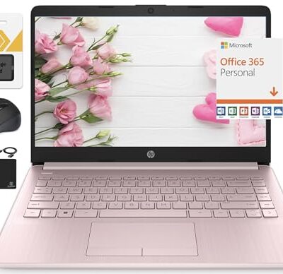 HP Newest 14" HD Ultra Light Thin Laptop, Quad-Core Intel Celeron Processor, 16GB RAM, 320GB (64GB eMMC+ 256GB Card), Wi-Fi, Windows 11 S, Pink