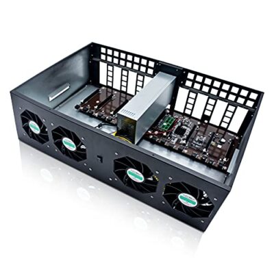 CFYUSEU Cryptocurrency Miner Rig Case 8 GPU Ports with Barebone Motherboard BTC/ETH/ZEC SSD ETH Machine System 2000W Power Supply