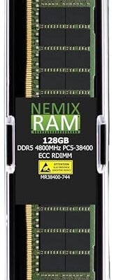 NEMIX RAM 128GB DDR5 4800MHz ECC RDIMM Registered Memory Black