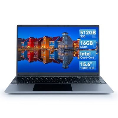 ANMESC 15.6" Traditional Laptop Computer 16GB DDR4 512GB SSD 1080P FHD Display Intel Celeron N5095 Processors 2.4G/5G WiFi Bluetooth 4.2 Gray