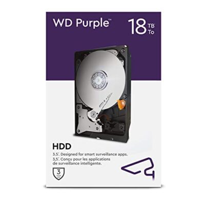 Western Digital WD Purple 18TB Surveillance 3.5" Internal Hard Drive - AllFrame AI - 360TB/yr, 512MB Cache 7200 RPM Class Purple
