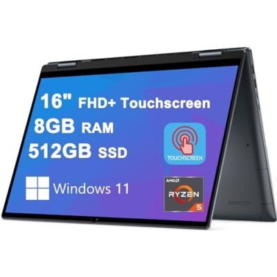Dell Inspiron 16 7000 2-in-1 Laptop 16" FHD+ 300-nits Touchscreen AMD Ryzen 5 7530U 8GB RAM 512GB SSD Dark River Blue