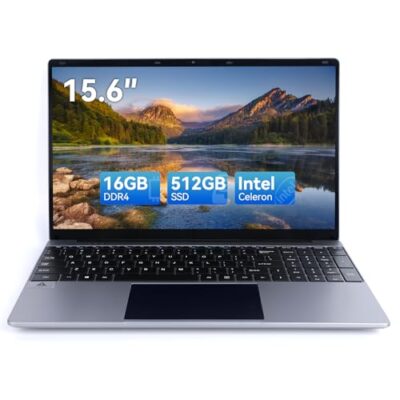 Chicbuy Laptop Computer 15.6" Full HD 1080P Display Intel Celeron N5095 Processors 16GB RAM 512GB SSD Gray