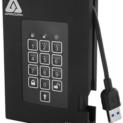 Apricorn Aegis Padlock Fortress FIPS 140-2 Level 2 2TB Encrypted USB 3.0 Hard Drive Black