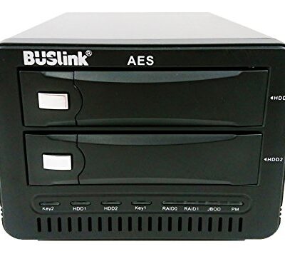 BUSlink CipherShield 2-Bay RAID 1 256-bit AES External SSD Drive Black