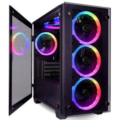 Computer Upgrade King Empowered PC Stratos Micro Gaming Desktop - AMD Ryzen 7 5700G, 32GB DDR4 RAM, 512GB NVMe SSD + 2TB HDD, WiFi, Windows 11 Home - Black