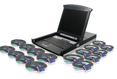 IOGEAR Rackmount 16-Port KVM Switch Console with 17-inch TFT LCD Monitor Black