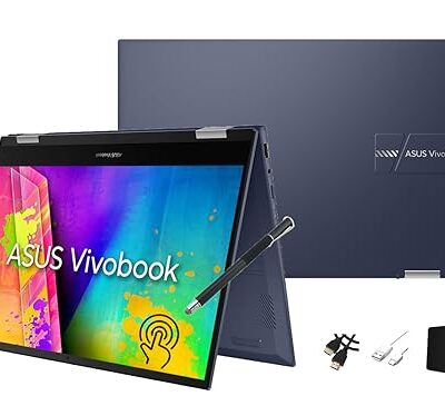 ASUS VivoBook 2-in-1 Laptop HD Touchscreen Intel Celeron N4500 4GB RAM 64GB eMMC + 256GB SSD Blue