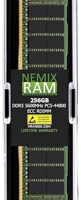 NEMIX RAM 256GB DDR5 5600MHz PC5-44800 ECC RDIMM Black