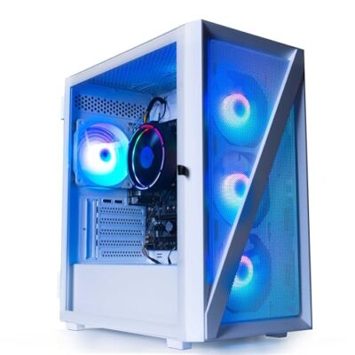 Periphio Castle Prebuilt Gaming PC - AMD Ryzen 5 5600G CPU | Radeon Vega 7 iGPU | 1TB NVMe SSD | 16GB RAM | Windows 10 | White