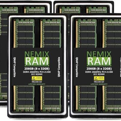 NEMIX RAM 256GB (8x32GB) DDR4-2666MHz PC4-21300 ECC RDIMM 2Rx4 1.2V Registered Memory Gold