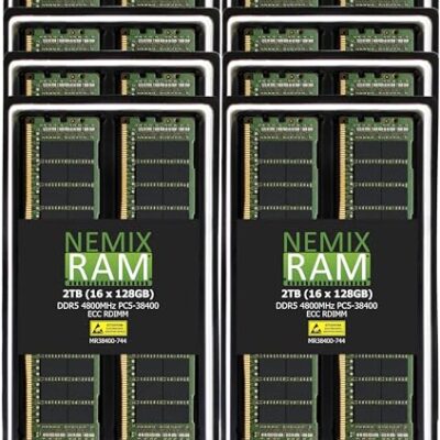 NEMIX RAM 2TB (16X128GB) DDR5 4800MHZ PC5-38400 ECC RDIMM Kit Registered Memory Black