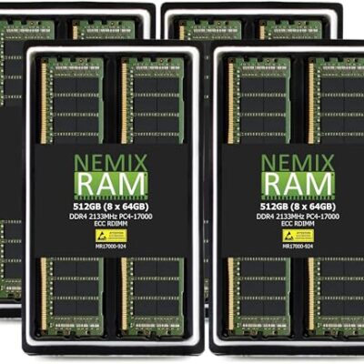 NEMIX RAM 512GB (8X64GB) DDR4 2133MHZ PC4-17000 ECC RDIMM Black