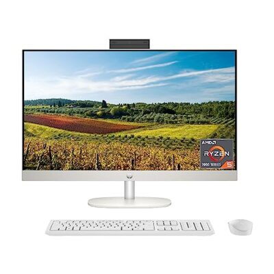 HP 27 inch All-in-One Desktop PC, FHD Display, AMD Ryzen 5 7520U, 8 GB RAM, 512 GB SSD, AMD Radeon Graphics, Windows 11 Home, 27-cr0060 (2023) Shell White