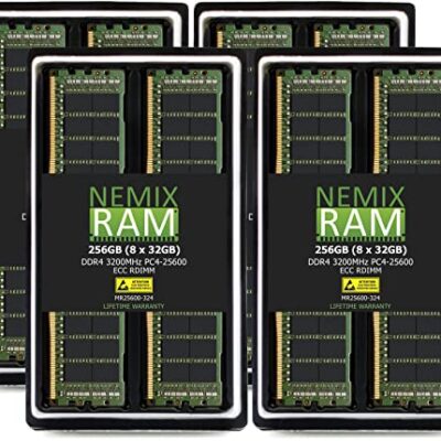 NEMIX RAM 256GB Kit (8 x 32GB) DDR4-3200 PC4-25600 ECC Registered Memory for ASRock Rack EPYCD8-2T Board 256GB (8 x 32GB) RDIMM
