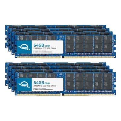 OWC DDR4 2933 PC4-23400 512GB (8x64GB) ECC Registered DIMM Memory RAM Module Upgrade Kit Black Chips