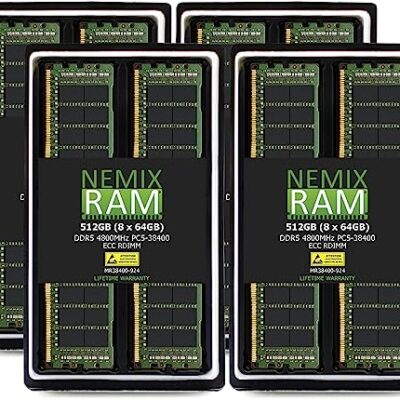 NEMIX RAM 512GB DDR5 4800MHz PC5-38400 2Rx4 RDIMM Black