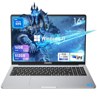 ACEMAGIC 16 inch Laptop Computer Windows 11 IntelN95 16GB 512GB SSD Grey