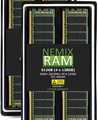 NEMIX RAM 512GB (4x128GB) DDR4-2933 PC4-23400 ECC RDIMM for Dell PowerEdge R450