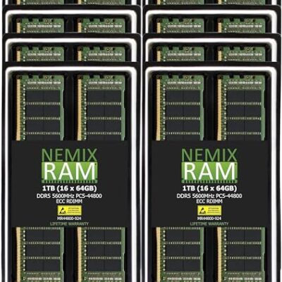NEMIX RAM DDR5 5600MHz PC5-44800 1TB Server Memory Kit Black