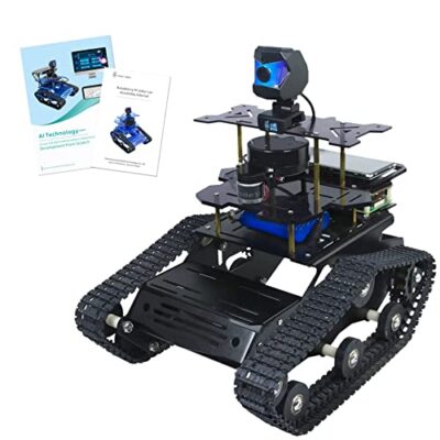 XiaoR Geek Raspberry Pi AI Robot Kit with Radar ROS SLAM Smart Tank Car for Adults (Black with Raspberry Pi 4B(4GB))