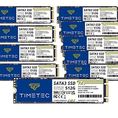 Timetec 512GBx10 (10 Pack) SSD 3D NAND SATA III 6Gb/s M.2 2280 NGFF Internal Solid State Drive 512GB (10 Pack)