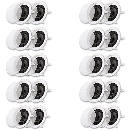 Acoustic Audio by Goldwood In Ceiling 6.5" Speaker 10 Pair Pack 3 Way Home Theater Flush Mount White