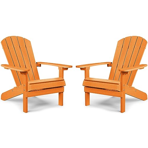 YEFU Adirondack Chairs Set of 2 Plastic Weather Resistant Tangerine