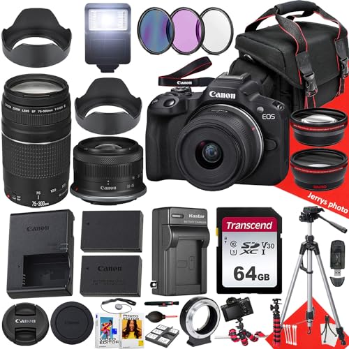 Canon EOS R50 Mirrorless Camera 31pc Bundle Black (Renewed)