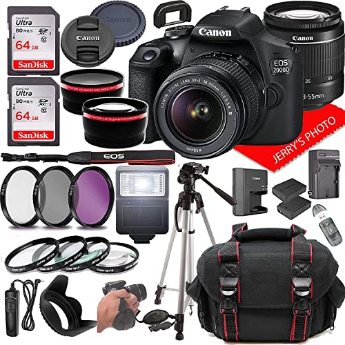 Canon EOS 2000D DSLR Camera Bundle with 18-55mm Lens & Accessories Black
