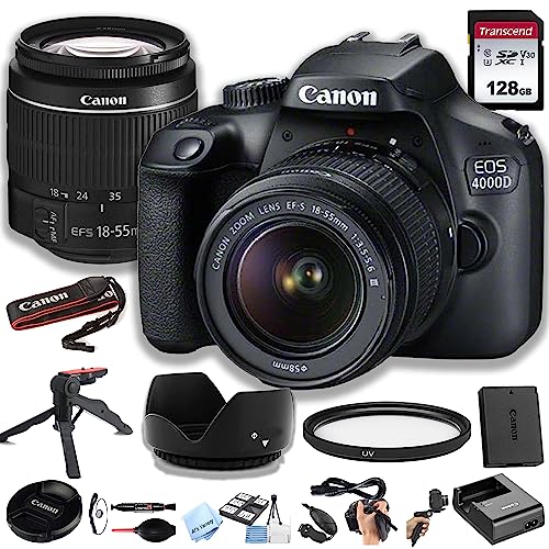 Canon 4000D DSLR Camera with 18-55mm Lens & 128GB Bundle (Renewed)
