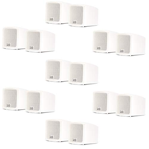 Acoustic Audio by Goldwood AA321W-7Pr White Mountable Indoor Bookshelf Speakers, 7-Pair Pack