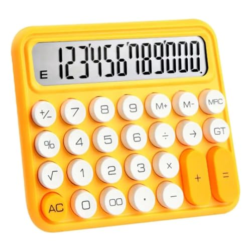 TEOYETTSF 12-Bit Calculator with Two-Line LCD Display and Large Circular Buttons,